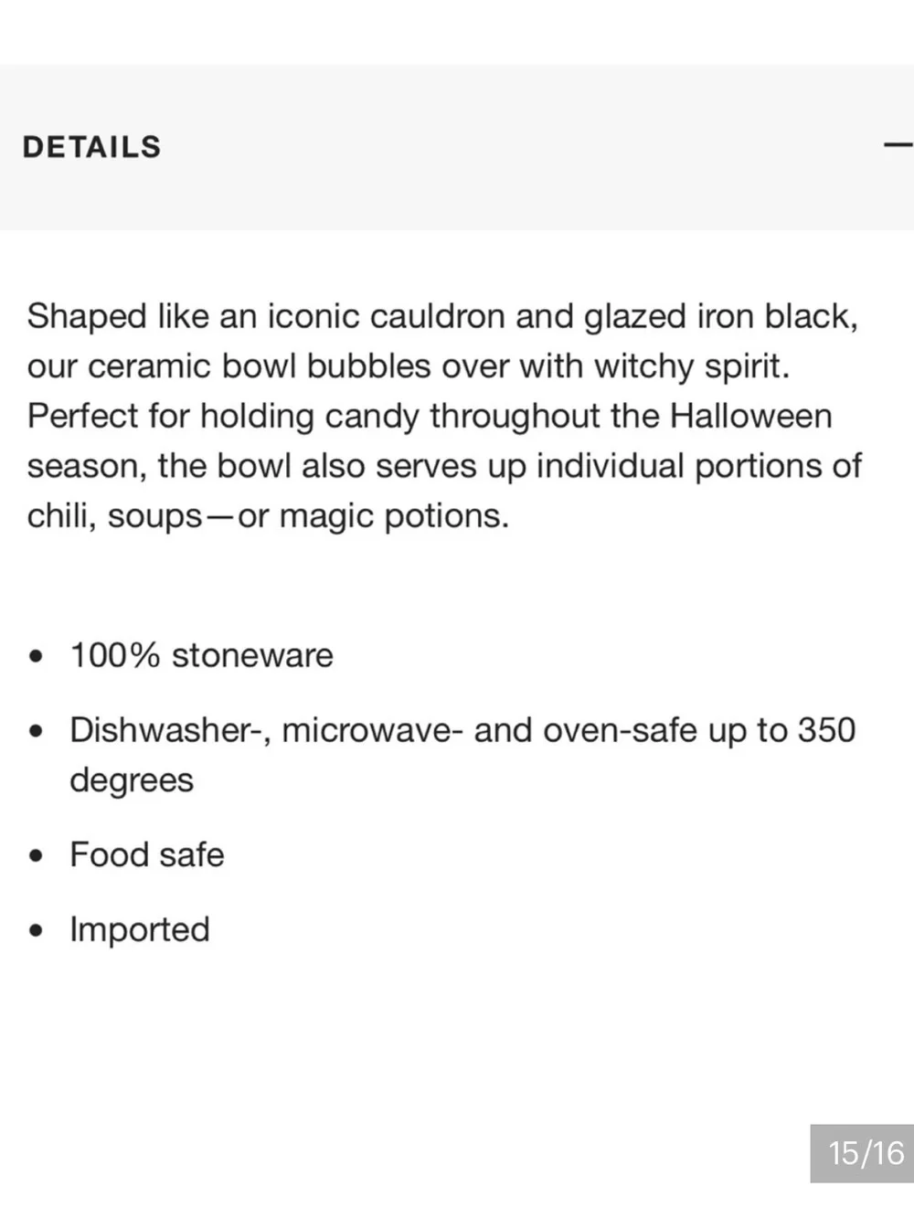 Crate and Barrel Small Ceramic Black Cauldron Bowl